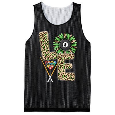 Billiards Shirts Funny, Love Billiards Snooker Pool Leopard Sunflower Sports Mesh Reversible Basketball Jersey Tank