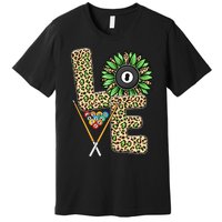 Billiards Shirts Funny, Love Billiards Snooker Pool Leopard Sunflower Sports Premium T-Shirt