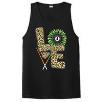 Billiards Shirts Funny, Love Billiards Snooker Pool Leopard Sunflower Sports PosiCharge Competitor Tank