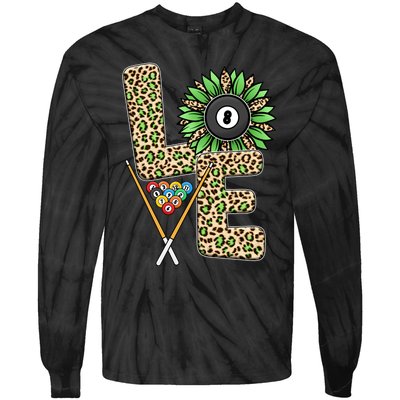 Billiards Shirts Funny, Love Billiards Snooker Pool Leopard Sunflower Sports Tie-Dye Long Sleeve Shirt