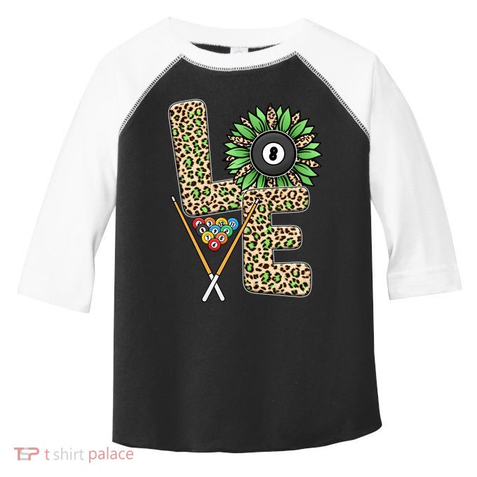 Billiards Shirts Funny, Love Billiards Snooker Pool Leopard Sunflower Sports Toddler Fine Jersey T-Shirt