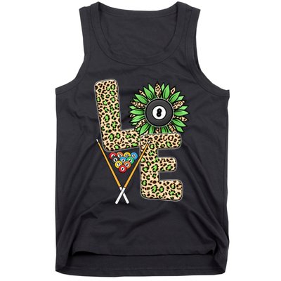 Billiards Shirts Funny, Love Billiards Snooker Pool Leopard Sunflower Sports Tank Top