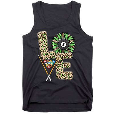 Billiards Shirts Funny, Love Billiards Snooker Pool Leopard Sunflower Sports Tank Top