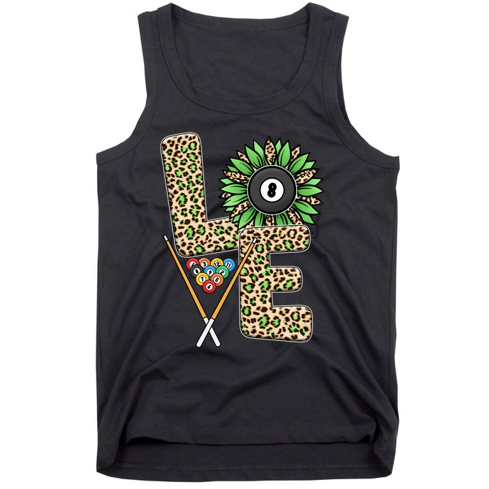 Billiards Shirts Funny, Love Billiards Snooker Pool Leopard Sunflower Sports Tank Top