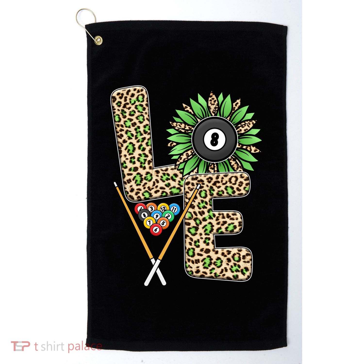 Billiards Shirts Funny, Love Billiards Snooker Pool Leopard Sunflower Sports Golf Towel