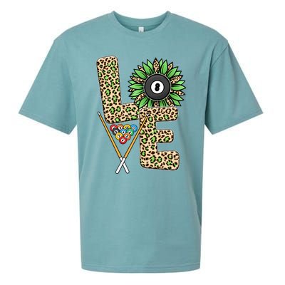 Billiards Shirts Funny, Love Billiards Snooker Pool Leopard Sunflower Sports Sueded Cloud Jersey T-Shirt