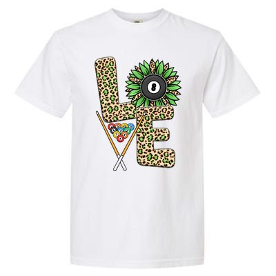 Billiards Shirts Funny, Love Billiards Snooker Pool Leopard Sunflower Sports Garment-Dyed Heavyweight T-Shirt