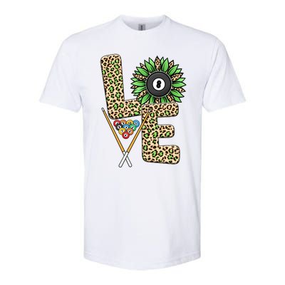 Billiards Shirts Funny, Love Billiards Snooker Pool Leopard Sunflower Sports Softstyle CVC T-Shirt