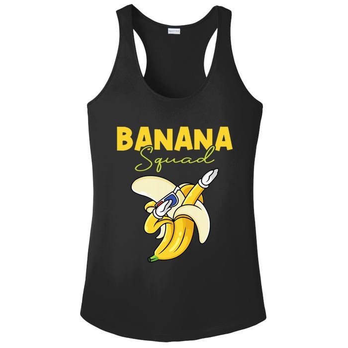 Banana Squad Funny Dabbing Banana Food & Dab Ladies PosiCharge Competitor Racerback Tank