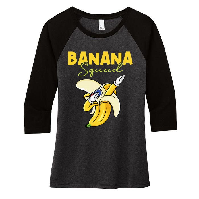 Banana Squad Funny Dabbing Banana Food & Dab Women's Tri-Blend 3/4-Sleeve Raglan Shirt