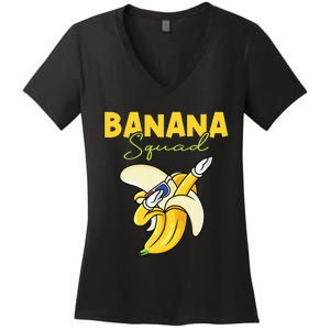 Banana Squad Funny Dabbing Banana Food & Dab Women's V-Neck T-Shirt