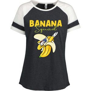 Banana Squad Funny Dabbing Banana Food & Dab Enza Ladies Jersey Colorblock Tee