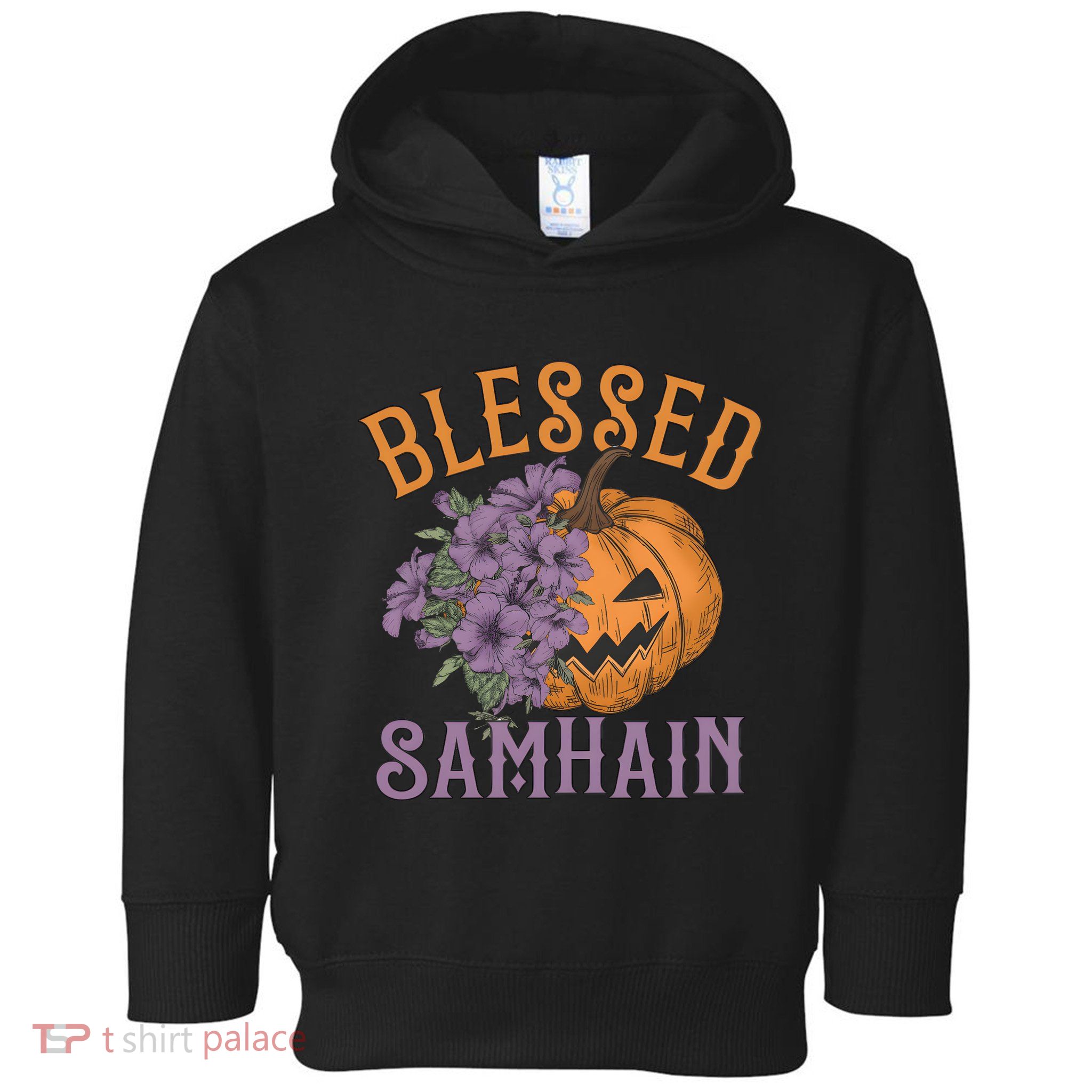 Blessed Samhain Flower Floral Halloween Pumpkin Head Toddler Hoodie