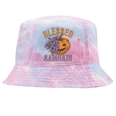 Blessed Samhain Flower Floral Halloween Pumpkin Head Tie-Dyed Bucket Hat