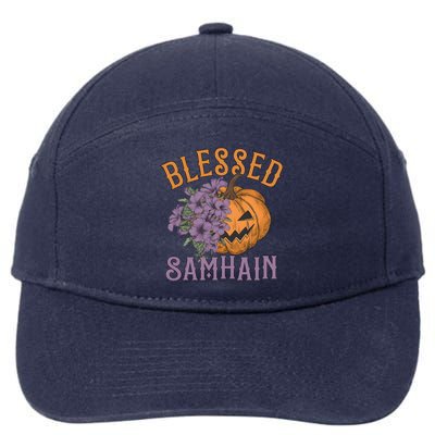 Blessed Samhain Flower Floral Halloween Pumpkin Head 7-Panel Snapback Hat