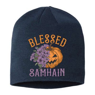 Blessed Samhain Flower Floral Halloween Pumpkin Head Sustainable Beanie