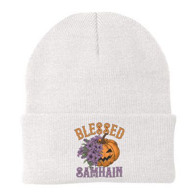 Blessed Samhain Flower Floral Halloween Pumpkin Head Knit Cap Winter Beanie