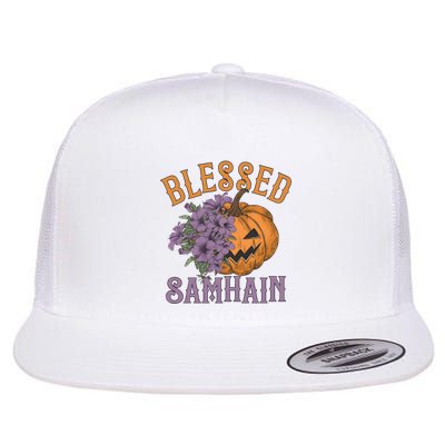 Blessed Samhain Flower Floral Halloween Pumpkin Head Flatbill Hat