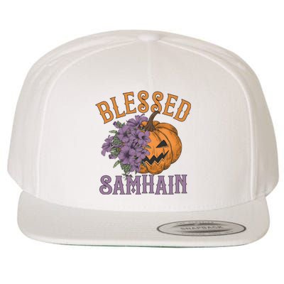 Blessed Samhain Flower Floral Halloween Pumpkin Head Wool Snapback Cap