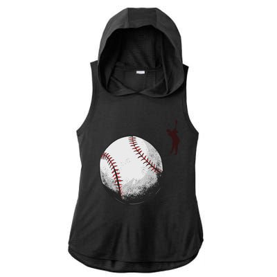 Baseball Softball Fan Batter Pitcher Catcher Trainer Gift Ladies PosiCharge Tri-Blend Wicking Draft Hoodie Tank