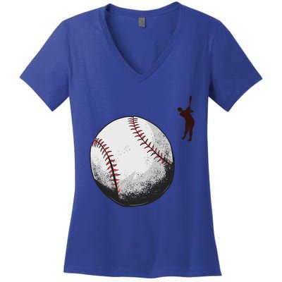 Baseball Softball Fan Batter Pitcher Catcher Trainer Gift Women's V-Neck T-Shirt