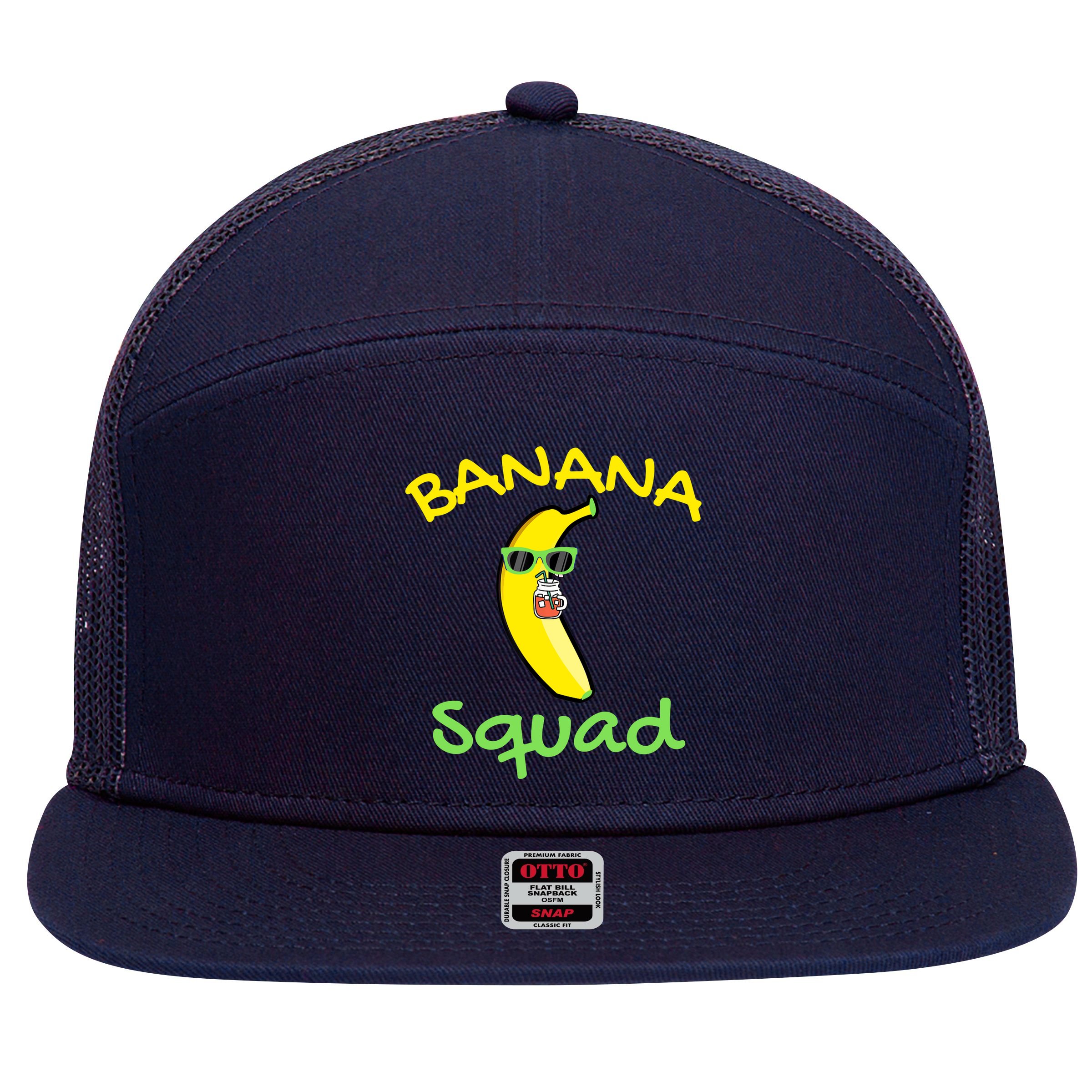 Banana Squad Food Summer Vacation Matching Fruit Lover Party 7 Panel Mesh Trucker Snapback Hat