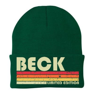 Beck Surname Funny Retro Vintage 80s 90s Birthday Reunion Knit Cap Winter Beanie