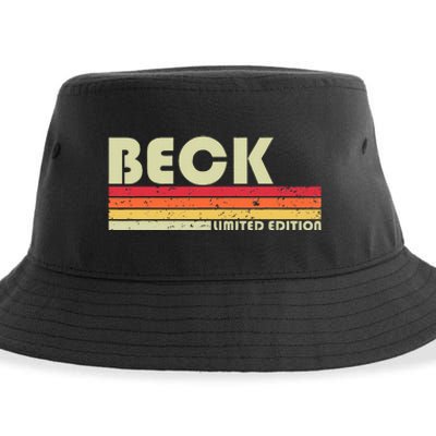 Beck Surname Funny Retro Vintage 80s 90s Birthday Reunion Sustainable Bucket Hat