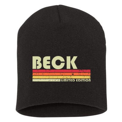 Beck Surname Funny Retro Vintage 80s 90s Birthday Reunion Short Acrylic Beanie