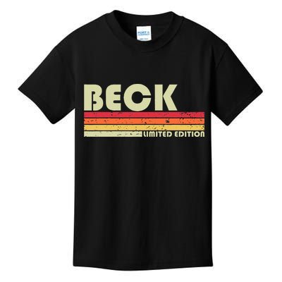 Beck Surname Funny Retro Vintage 80s 90s Birthday Reunion Kids T-Shirt