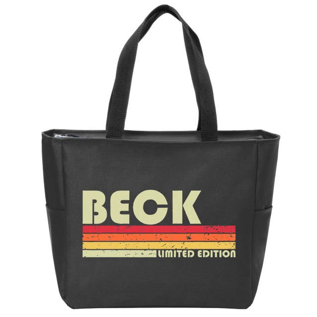 Beck Surname Funny Retro Vintage 80s 90s Birthday Reunion Zip Tote Bag