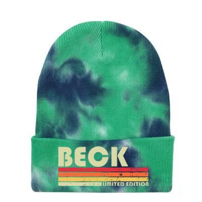 Beck Surname Funny Retro Vintage 80s 90s Birthday Reunion Tie Dye 12in Knit Beanie