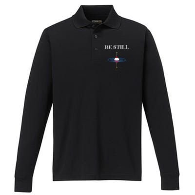 Be Still Fishing Meditational Psalms 46 Inspiration Performance Long Sleeve Polo