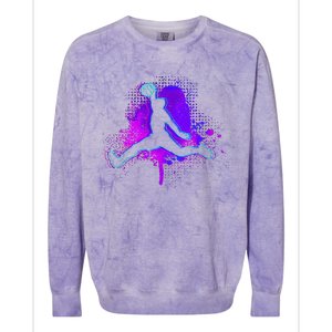 Basketball Sports Fan Player Slam Dunk Colorblast Crewneck Sweatshirt