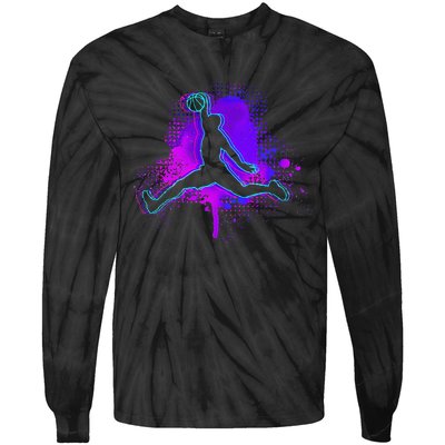 Basketball Sports Fan Player Slam Dunk Tie-Dye Long Sleeve Shirt