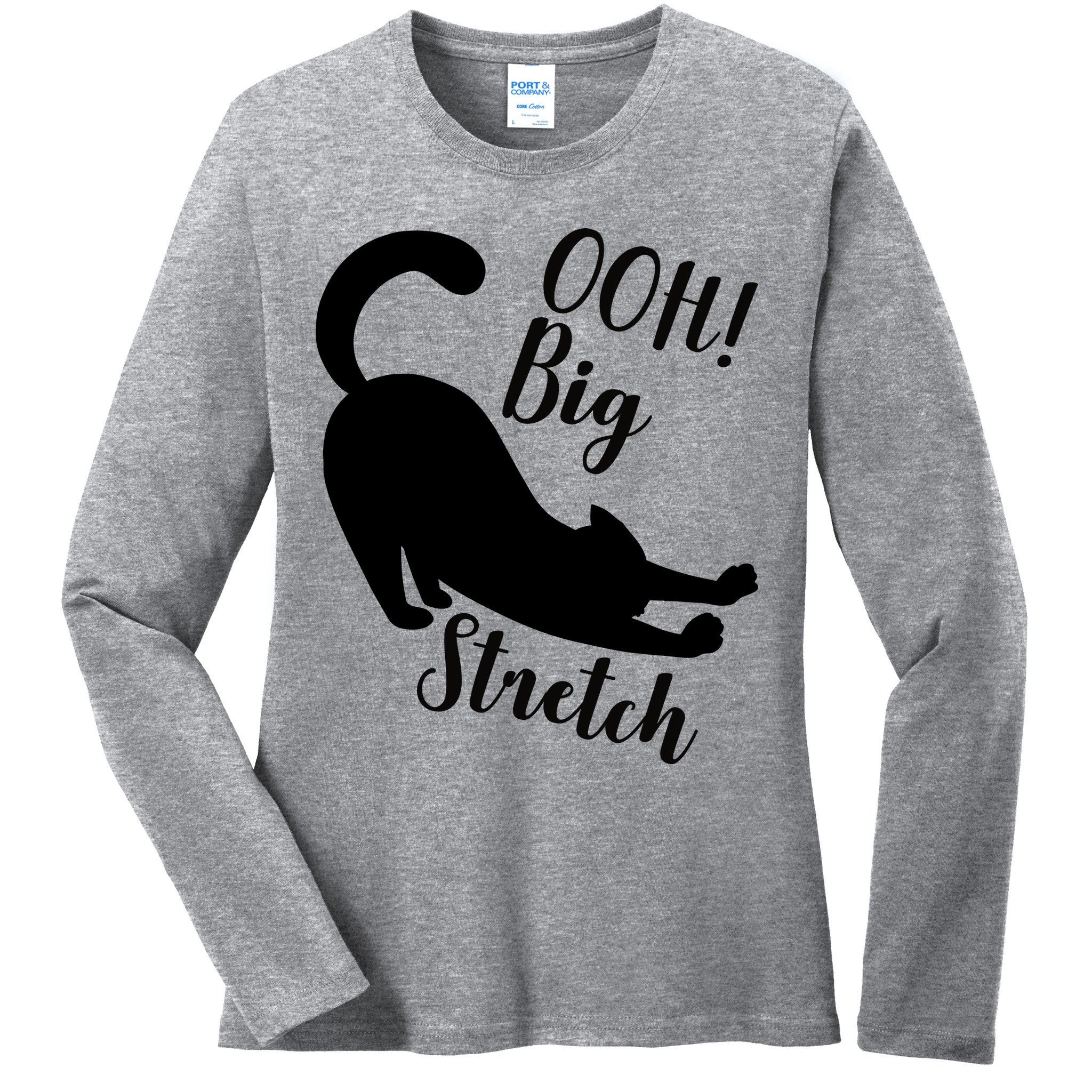 Big Stretch Funny Cat Lover Ladies Long Sleeve Shirt