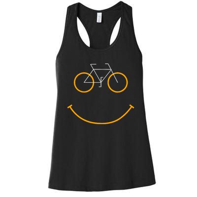 Bike Smiling Face, Funny MTB Cycling Women's Racerback Tank