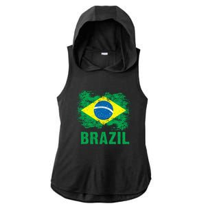 Brazil Soccer Football Brazilian Flag Ladies PosiCharge Tri-Blend Wicking Draft Hoodie Tank