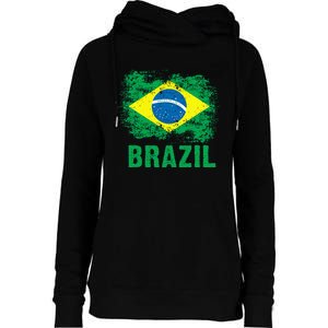 Brazil Soccer Football Brazilian Flag Womens Funnel Neck Pullover Hood