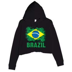 Brazil Soccer Football Brazilian Flag Crop Fleece Hoodie