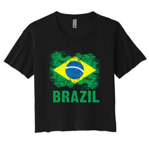 Brazil Soccer Football Brazilian Flag Women's Crop Top Tee