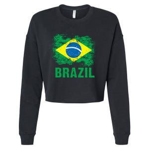 Brazil Soccer Football Brazilian Flag Cropped Pullover Crew