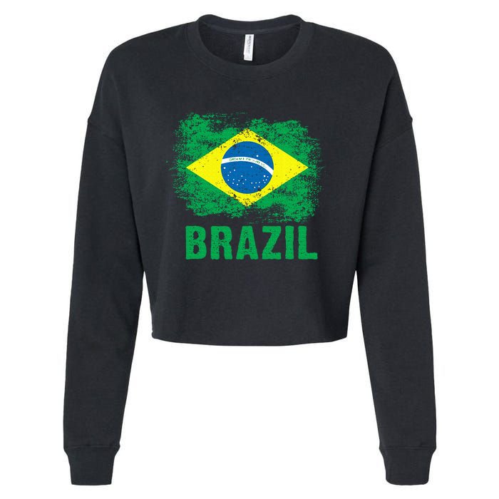 Brazil Soccer Football Brazilian Flag Cropped Pullover Crew