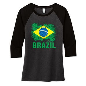 Brazil Soccer Football Brazilian Flag Women's Tri-Blend 3/4-Sleeve Raglan Shirt