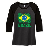 Brazil Soccer Football Brazilian Flag Women's Tri-Blend 3/4-Sleeve Raglan Shirt