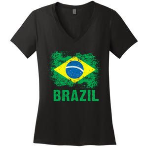 Brazil Soccer Football Brazilian Flag Women's V-Neck T-Shirt