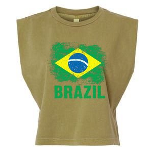 Brazil Soccer Football Brazilian Flag Garment-Dyed Women's Muscle Tee