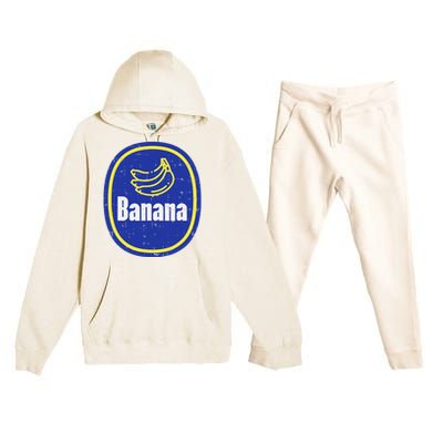 Banana Sticker Funny Fruit Lazy DIY Easy Halloween Costume Premium Hooded Sweatsuit Set