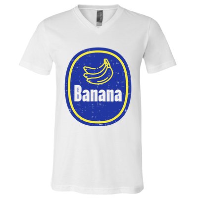 Banana Sticker Funny Fruit Lazy DIY Easy Halloween Costume V-Neck T-Shirt