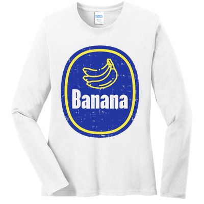 Banana Sticker Funny Fruit Lazy DIY Easy Halloween Costume Ladies Long Sleeve Shirt